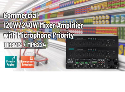 Kommerzieller 120W/240W Mixer verstärker mit Mikrofon priorität MP6212/ MP6224